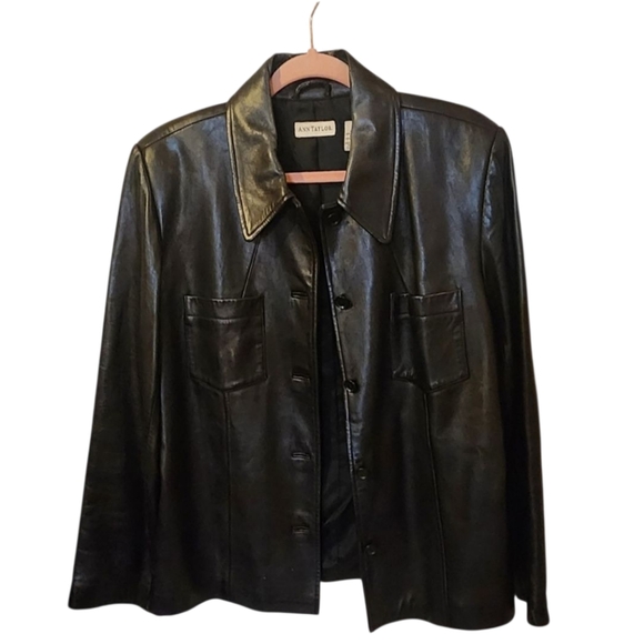 Ann Taylor Jackets & Blazers - Ann Taylor Vintage Black Leather Womens Jacket Size Large